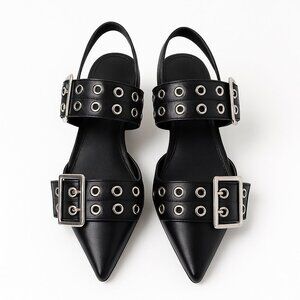 Jeffrey Campbell for Free People Lilly Buckle Slingback Flats Black Size 9 New